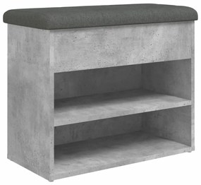 Panca porta scarpe grigio cemento 62x32x50cm legno multistrato