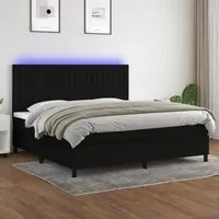 Letto a Molle Materasso e LED Nero 200x200cm in Tessuto cod mxl 59507