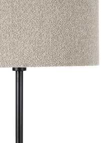 Lampada da terra nera con paralume bouclè tortora 50 cm - Simplo