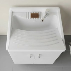 Mobile lavatoio 60 x 50 in legno nobilitato con asse e kit di scarico incluso Fedra