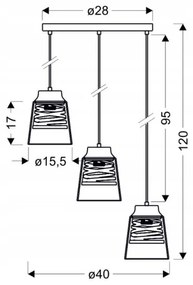 Lampadario su filo FRESNO 3xE27/60W/230V