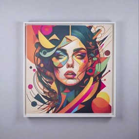 Quadro su tela con cornice moderno 98x98 cm ritratto donna astratto