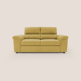 Minerva divano con pouf estraibile poggiapiedi in tessuto morbido impermeabile T02 giallo