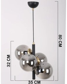 Lampada a sospensione grigio-nera con paralume in vetro ø 15 cm Forte - Squid Lighting