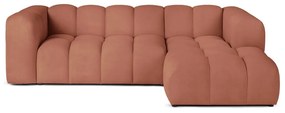Divano angolare color terracotta (con penisola a destra e chaise lounge) con rivestimento in velluto Cube – Bonami Selection