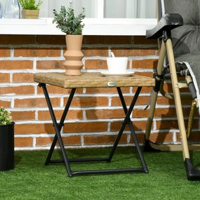 Tavolino da Giardino Pieghevole Salvaspazio 40x40x40 cm in Rattan Sintetico e Acciaio Colore Vimini...