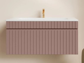 Mobile per bagno sospeso scanalato con lavabo da incasso 100 cm Rosa - SATARA