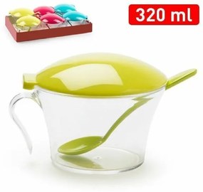 Trade Shop - Zuccheriera Plastica Tappo Colorato Contenitore Zucchero Cucchiaio 320 Ml 11298