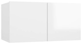 Mobile Porta TV Pensile Bianco Lucido 60x30x30 cm