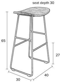 Sedia da bar nera 2 pz (altezza della seduta 62 cm) Tangle – White Label
