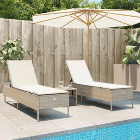 Set Lettini Prendisole Con Cuscini 3pz Beige İn Polyrattan /