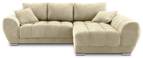 Divano letto angolare beige con rivestimento in velluto, angolo destro Nuage - Windsor & Co Sofas