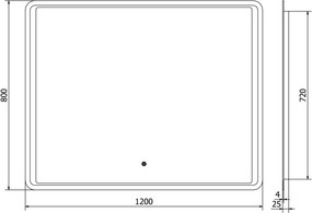 Mexen Zusa specchio da bagno retroilluminato 120 x 80 cm, LED 6000K, antiappannamento - 9808-120-080-611-00