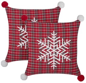 Set di 2 cuscini decorativi tessuto rosso 45 x 45 cm LONICERA Beliani