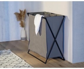 WENKO 71297800 - Cesto porta biancheria TRIO 69x76 cm grigio/nero