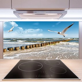 Rivestimento parete cucina Paesaggio del mare dei gabbiani 100x50 cm