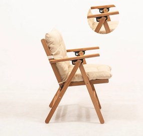 Sedia da giardino in legno color crema-naturale - Floriane Garden