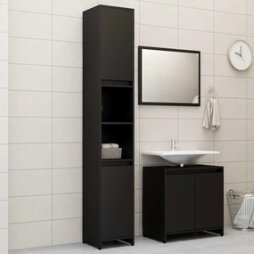 Set Mobili Da Bagno 3 Pz Nero İn Truciolato /