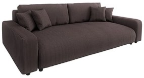 Divano marrone allungabile/con contenitore con rivestimento in velluto a coste 234 cm Sara – Ropez