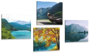 Set di quadri – Imitazione di pittura di lago montano