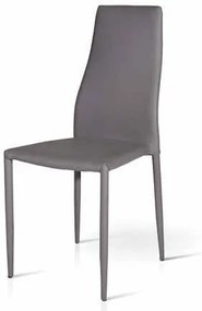 Sedia  in eco pelle grigio scuro. Set da 6