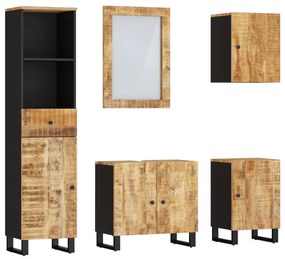 Set mobili da bagno 5 pz in legno massello di mango