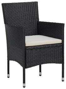 Set bistrot da giardino 3 pz polyrattan e legno massello nero