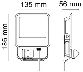 Proiettore LED 30W - 4000K - Grigio - PIR Sensor