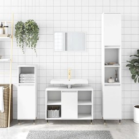 Set Mobili Da Bagno 3 Pz Bianco İn Legno Multistrato /