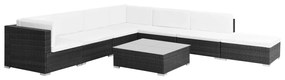 Set divani da giardino 8 pz con cuscini in polyrattan nero