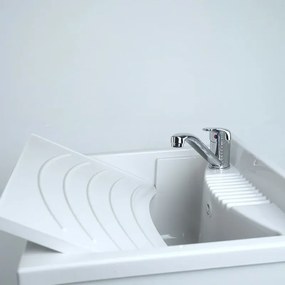 Mobile lavatoio 60x50 cm vasca in resina con asse e kit di scarico