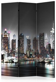 Paravento separè New York - panorama notturno, architettura grattacieli