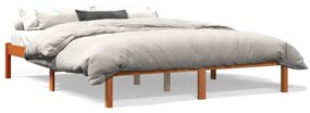 Giroletto Senza Materasso Marrone Cera 160x200 Cm Legno Di Pino /
