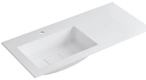 Lavabo a incasso rettangolare vasca a sinistra L 100.5 x H 15 x P 46 cm in resina bianco opaco