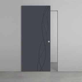 Porta scorrevole Dna in legno grigio, L 101 x H 230 cm, con binario Invisibile Destra