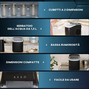 Macchina del Ghiaccio 1,3 Litri con Cestello e Paletta Nera...