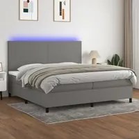 Letto a Molle Materasso e LED Grigio Scuro 200x200cm in Tessuto cod mxl 59800