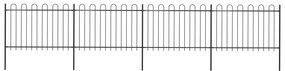 Recinzione Da Giardino Con Punta Tonda İn Acciaio 6,8x1,2m Nera /