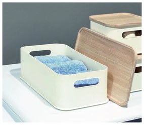 Scatola portaoggetti bianca con coperchio in paulownia Legno manico, 21,3 x 43 cm Eco - iDesign