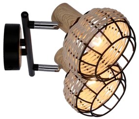 Faretto TAJGA 2xE14/40W/230V rattan/nero
