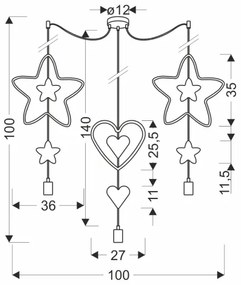 Lampada a sospensione per bambini TRIO 3xE27/20W/230V blu/rosa/giallo
