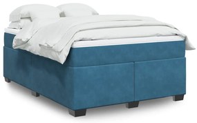 Giroletto A Molle Con Materasso Blu Scuro 140x190 Cm İn Velluto /