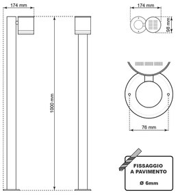 Paletto da Giardino Solare Nero da 100cm, IP54 in Alluminio Colore  Bianco Naturale 4.000K