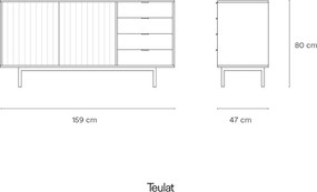 Cassettiera bassa grigia effetto rovere 159x80 cm Sierra - Teulat