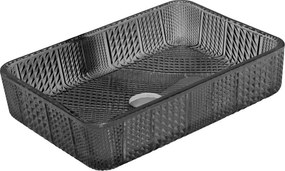 Mexen Akra lavandino in vetro da appoggio 46 x 33 cm, nero - 24024670