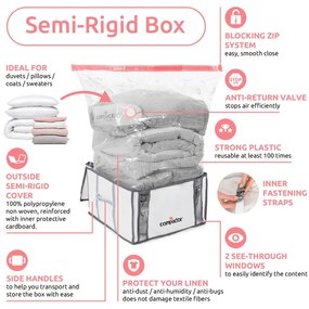 Organizer per vestiti sottovuoto/rinforzato in tessuto 42x25x25 cm Life – Compactor