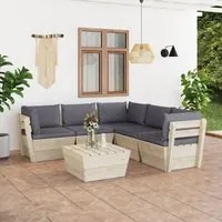 Set Divani da Giardino su Pallet 6 pz con Cuscini Legno Abete cod mxl 41552