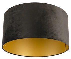 Paralume in velluto nero 50/50/25 con interno dorato