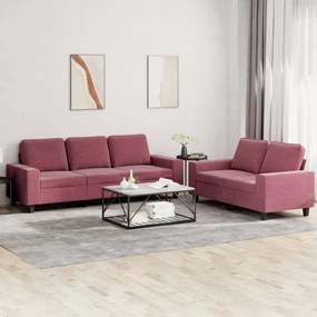 Set Di Divani 2 Pz Rosso Vino İn Tessuto /