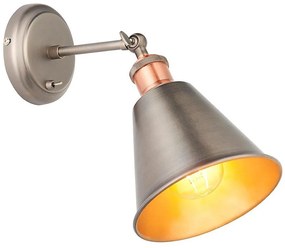 Endon 92866 - Faretto da parete HAL 1xE27/10W/230V cromo opaco/ramato